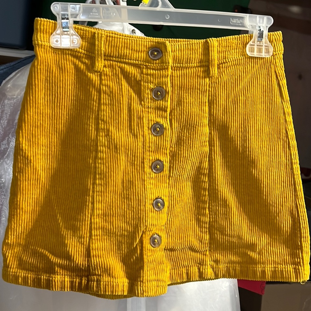 Mustard yellow corduroy mini skirt